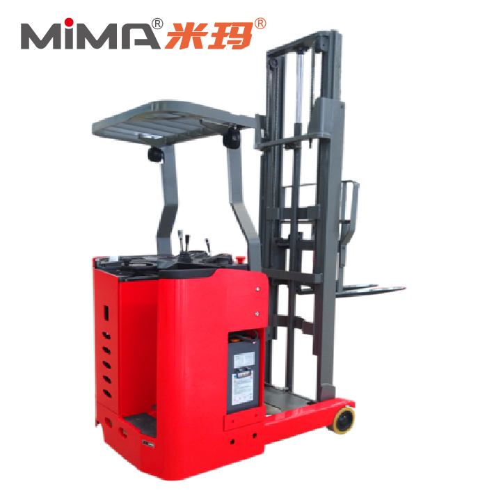 Customized reachtruck with narrow overhead guard